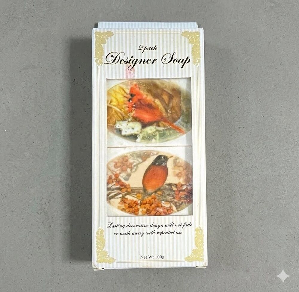 Vintage Greenbrier Designer Soap 2 Pack Cardinals Nature Songbirds Display NOS